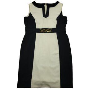 Chelsea Rose Womens 12 Dress‎ White Navy Blue Color Block Sleeveless Sheath